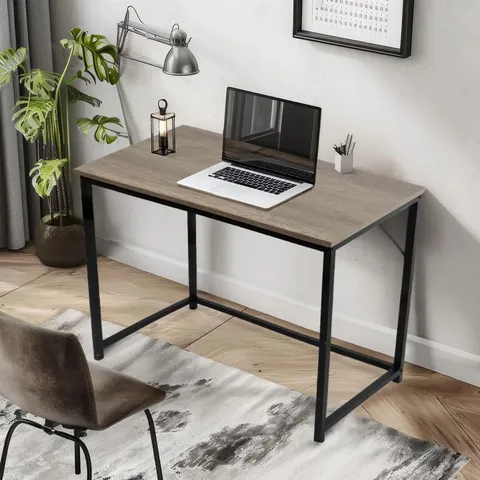 BOXED RECTANGLE COMPUTER DESK RUSTIC WOODEN GRAIN FINISH 