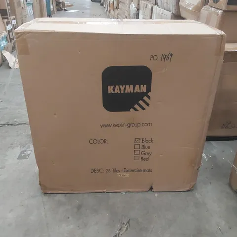 BOXED KAYMAN APPROXIMATELY 28 TILES EXERCISE MATS - BLACK