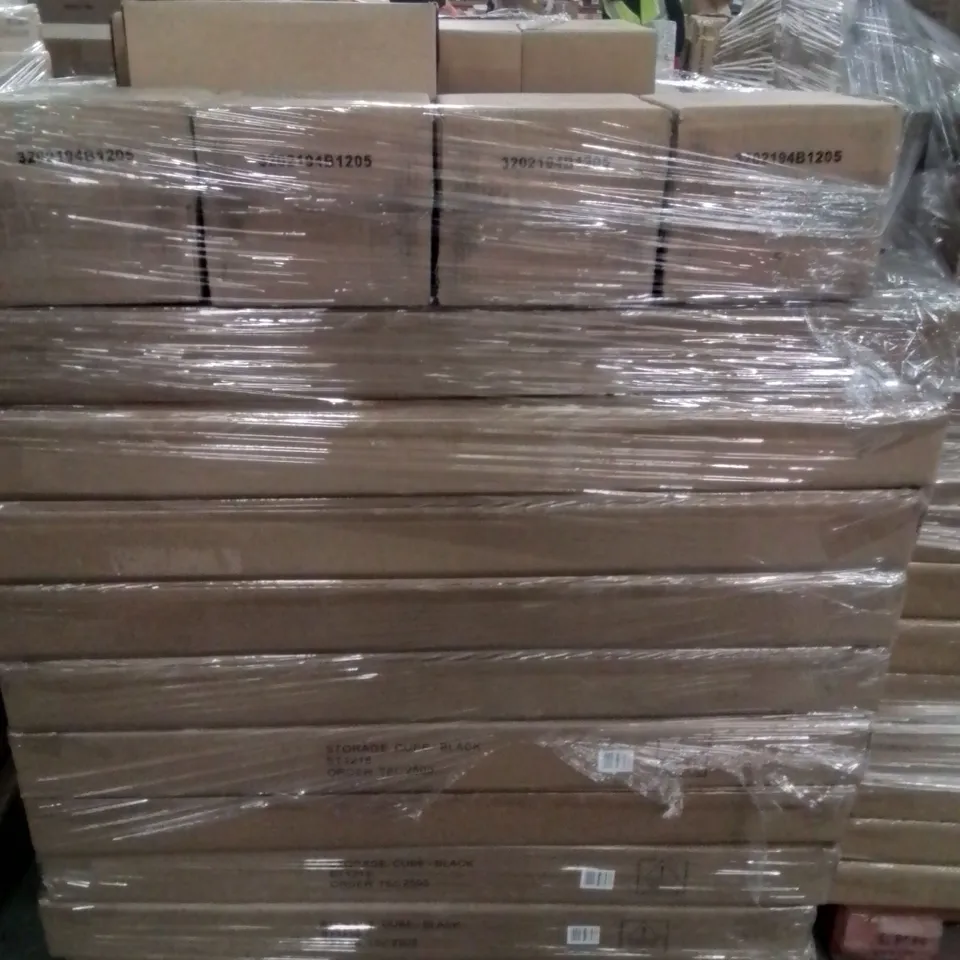 PALLET CONTAINING LARGE QUANTITY OF WINE SHELVES, RING TOSS GAMES, STORAGE UNITS ECT.