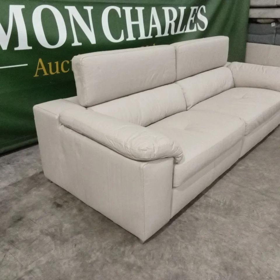 BRADY PREMIUM LEATHER 4 SEATER SOFA - SOFT GREY RRP £1179