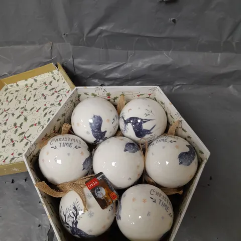 THREE KING SET OF 14 VINTAGE STAG DECOUPAGE BAUBLES - COLLECTION ONLY