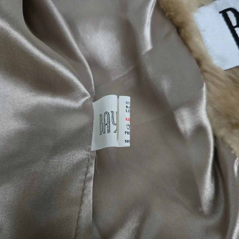  BAY WOMEN'S BEIGE FAUX FUR COAT – UK 8 