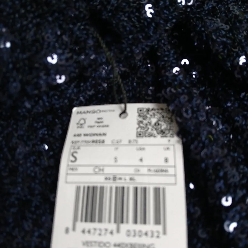MANGO NAVY SEQUIN DRESS – SHORT SLEEVE, SIZE S