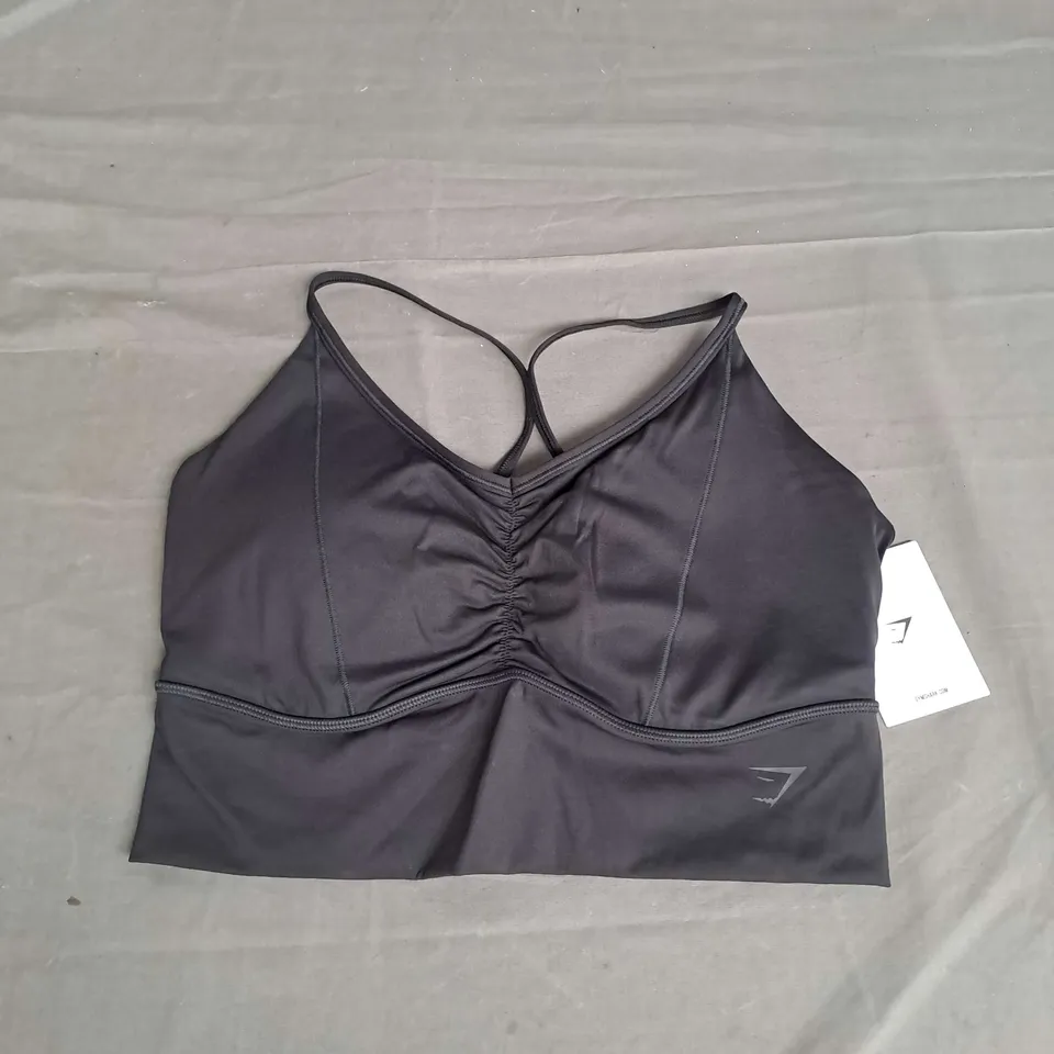 GYMSHARK ELEVATE LONGLINE SPORTS BRA LIGHT SUPPORT IN BLACK SIZE L