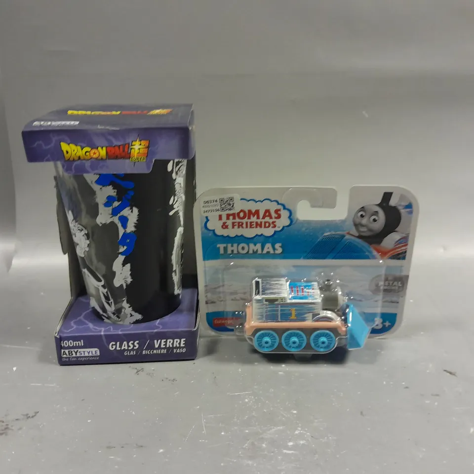 BOX OF APPROXIMATELY 15 ASSORTED ITEMS TO INCLUDE DRAGON BALL Z GLASSES AND THOMAS THE TANK ENGINE TOY