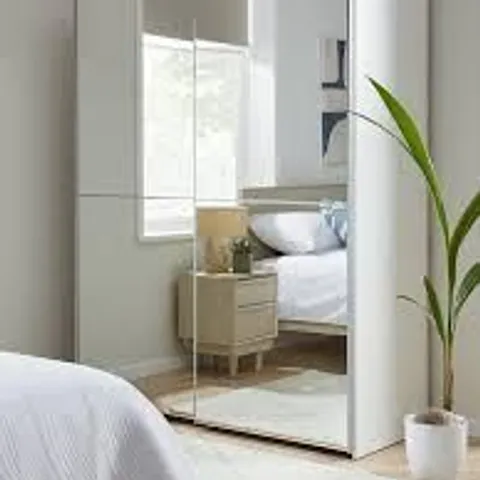 BOXED HOUSTON 150cm SLIDING 2 DOOR MIRRORED WARDROBE - WHITE (5 BOXES)