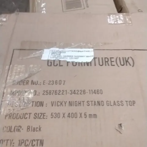 BOXED VICKY NIGHT STAND GLASS TOP