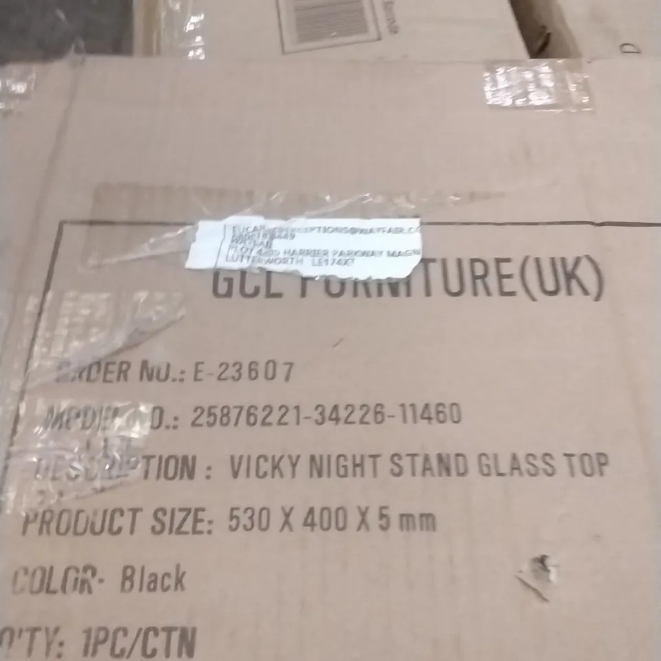 BOXED VICKY NIGHT STAND GLASS TOP 