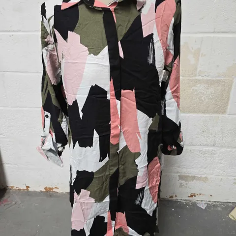 APRICOT SHIRT DRESS - BLACK/MULTI - SIZE 10