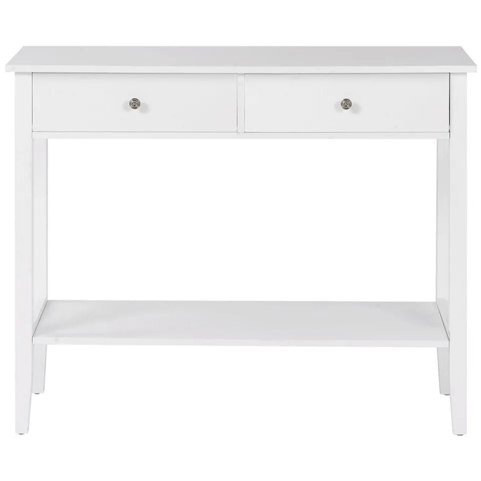 BOXED WHITE CONSOLE TABLE WITH 2 DRAWERS