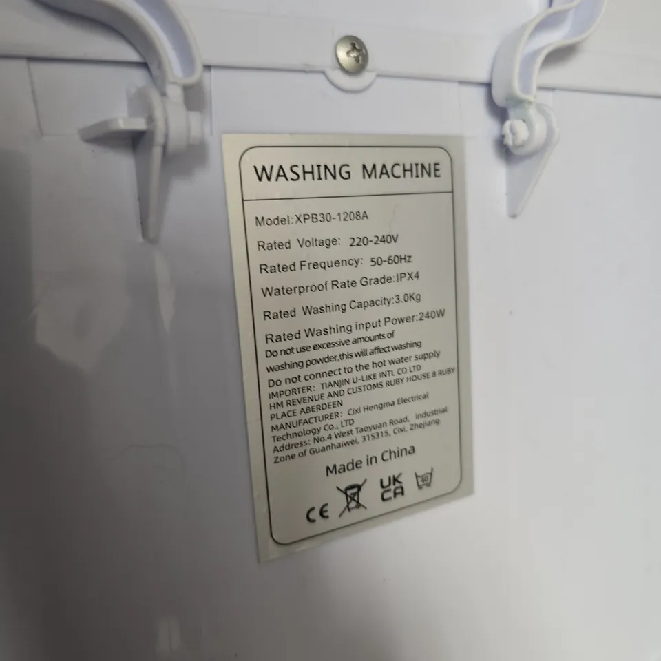 XPB30-1208A PORTABLE WASHING MACHINE – TOP-LOADING, 220–240V