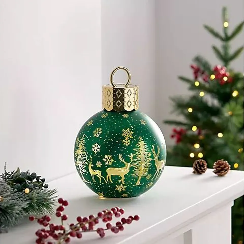 HOME STORIES 20CM PRE-LIT ROTATING CHRISTMAS SCENE BAUBLE