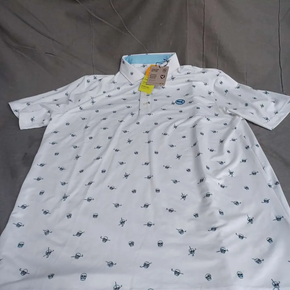 PUMA SKULL POLO IN WHITE/SILVER SIZE L