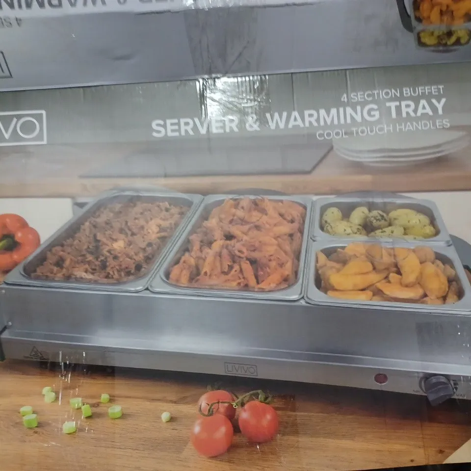 LIVIVO 4 SECTION BUFFET SERVER & WARMING TRAY
