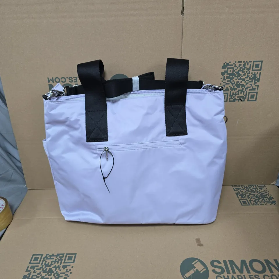 KIPLING TOTE BAG – LAVENDER NYLON WITH BLACK HANDLES