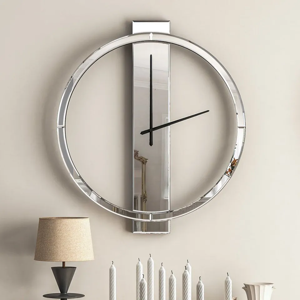 BOXED GLASS WALL CLOCK/ MIRRORED ROUND CLOCK