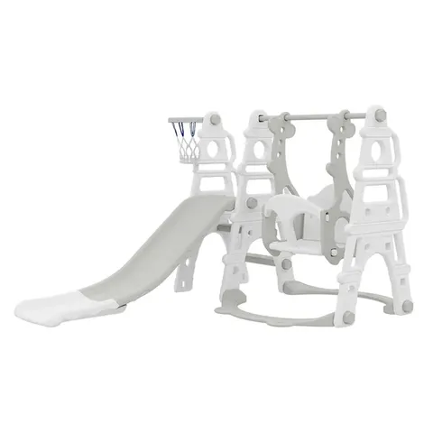 BOXED NEO 4-IN-1 WHITE KIDS PLAYSET TODDLER SLIDE, SWING, STAIRS AND HOOP