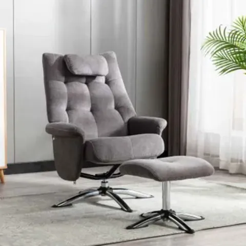 BOXED ORSON CHAIR & FOOTSTOOL LIGHT GREY