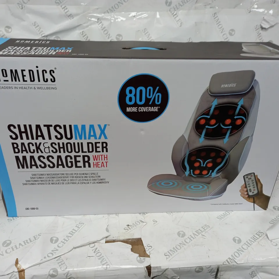 BOXED HOMEDICS MAX SHIATSU MASSAGE CHAIR BACK AND SHOULDER MASSAGER CBS-1000-EU