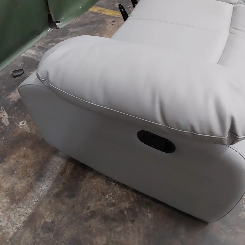 DESIGNER MANUAL RECLINING THREE SEATER SOFA BASE GREY LEATHER 