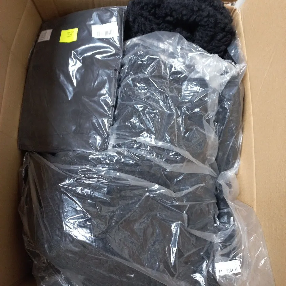 LARGE BOX OF APPROXIMATELY 20 ASSORTED CLOTHING ITEMS IN VARIOUS SIZES, STYLES AND COLOURS