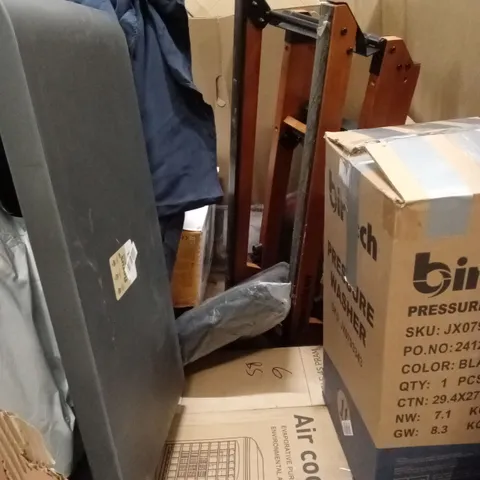 PALLET OF ASSORTED HOUSEHOLD GOODS AND PRODUCTS TO INCLUDE; AIR COOLER, PLANTER, PRESSURE WASHER, FAN ETC