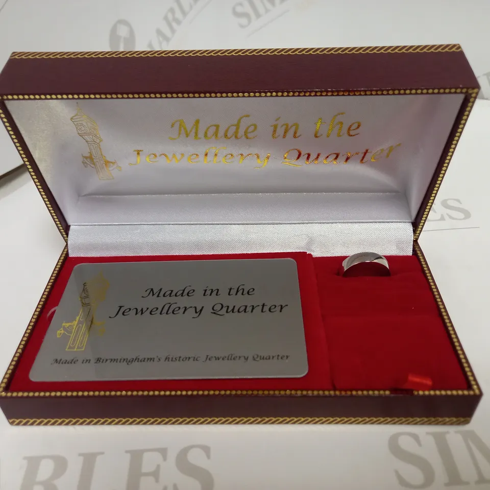 9 CARAT WHITE GOLD D SHAPE WEDDING BAND SIZE P - PERSONALISED RRP £199