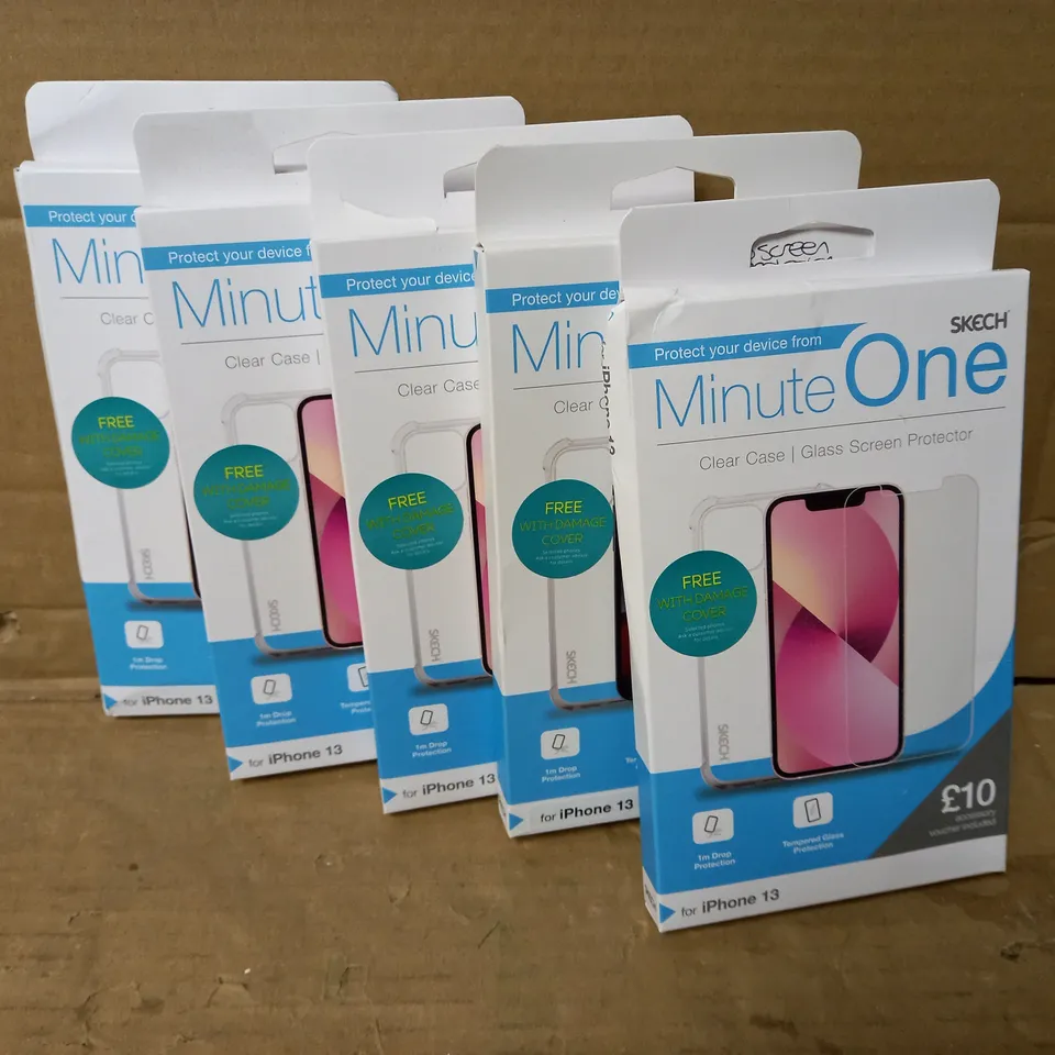 LOT OF 5 MINUTE ONE CLEAR CASES FOR IPHONE 13