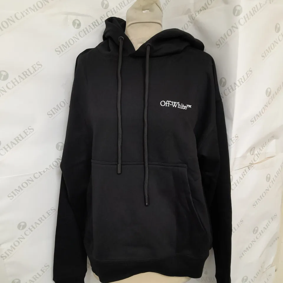 OFFWHITE PRINTED EMBROIDERED HOODIE IN BLACK SIZE S