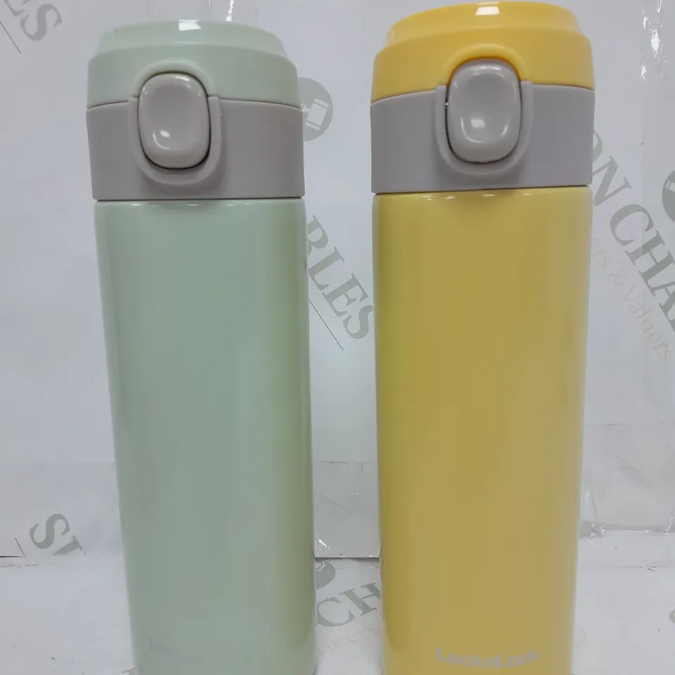 LOCK & LOCK SET OF 2 STAINLESS INSULATED DAILY POP PASTEL WATER BOTTLES