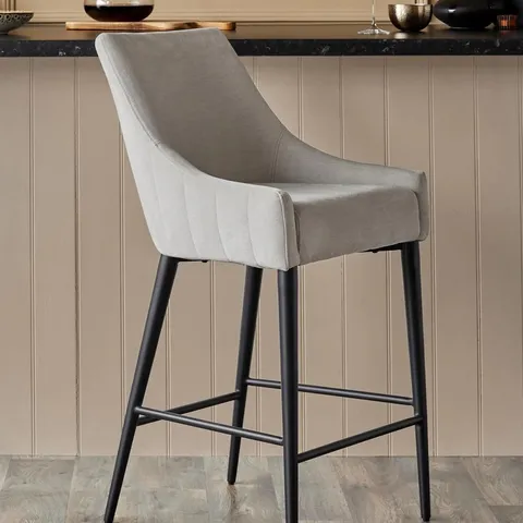 BOXED DANETTI JULIANA NATURAL GREY CHENILLE FABRIC BAR STOOL