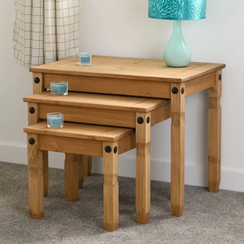 BOXED SECONIQUE CORONA NEST OF TABLES - DISTRESSED WAX PINE (1 BOX)