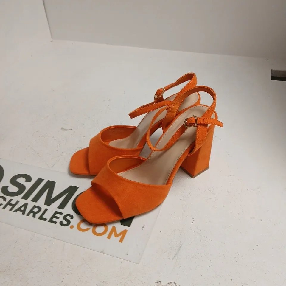 LINZI MONROE 7 ORANGE SUEDE BLOCK HEEL SANDALS – WOMEN'S UK 7