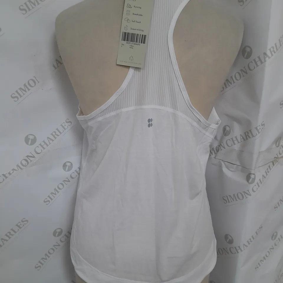 SWEATY BETTY BREATHE EASY RUN TANK TOP IN WHITE SIZE S