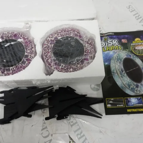 BELL & HOWELL SET OF 4 GLASS MOSAIC DESIGN SOLAR DISK LIGHTS - PINK