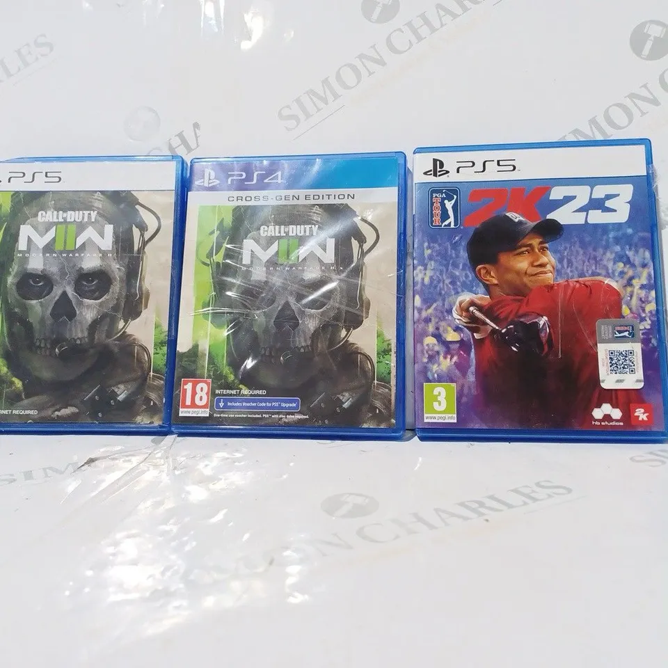 3 ASSORTED PS5/PS4 GAMES TO INCLUDE: CALL OF DUTY & PGA 2K23