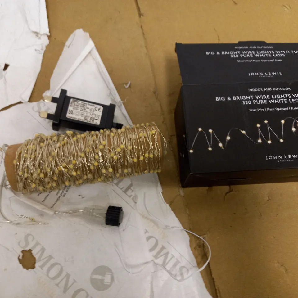 BIG & BRIGHT WIRE LIGHTS WITH TIMER 320 PURE WHITE LEDS 