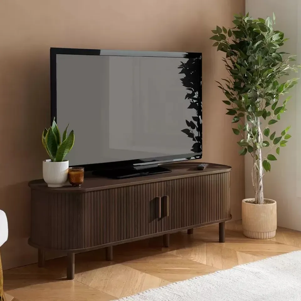 BOXED AXEL FLUTED TV UNIT WALNUT 