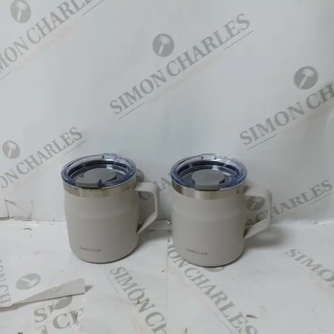 BOXED LOCK & LOCK SET OF INSULATED STAINLESS STEEL MUGS - OFF WHITE