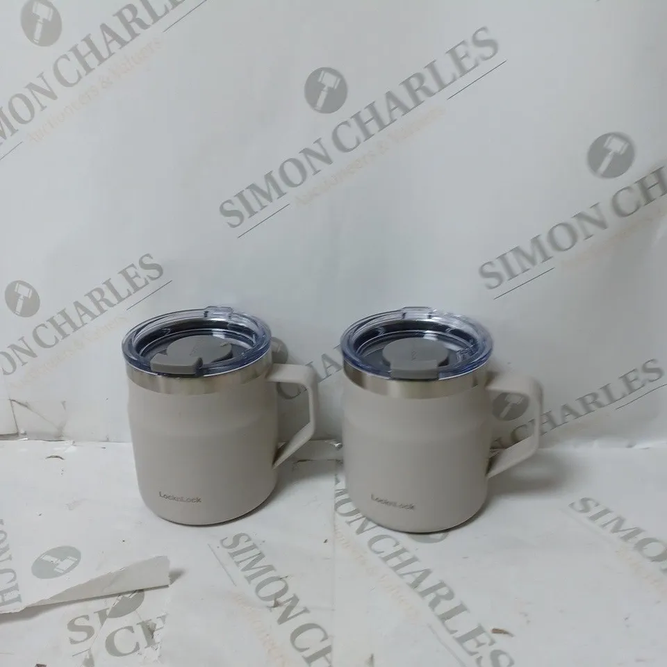BOXED LOCK & LOCK SET OF INSULATED STAINLESS STEEL MUGS - OFF WHITE