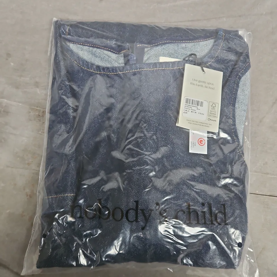 BAGGED NOBODYS CHILD DENIM PINNY IN BLUE - UK 10