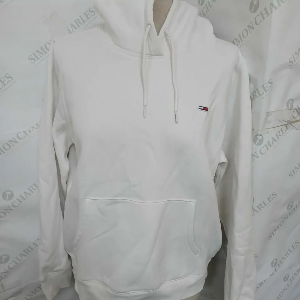 TOMMY JEANS HOODED SWEATSHIRT WHITE LARGE