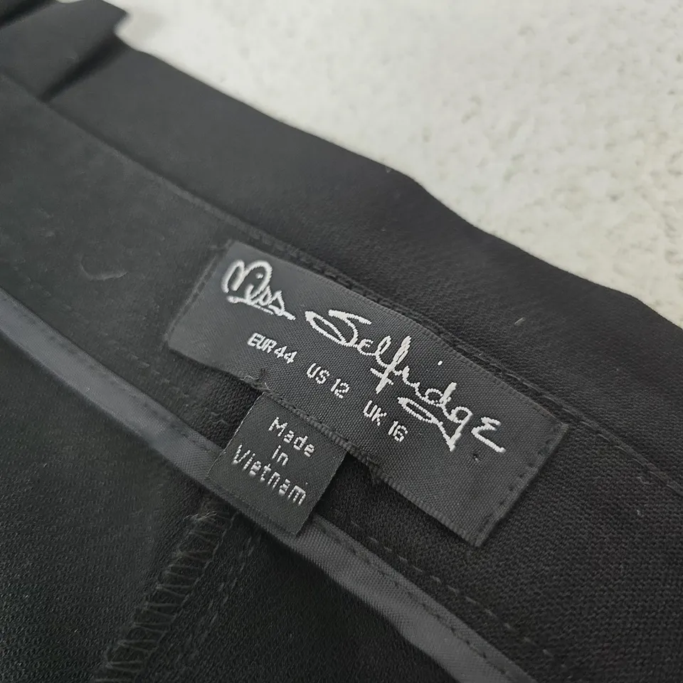 MISS SELFRIDGE - BLACK TROUSERS, UK 16 (EU 44, US 12) MADE IN VIETNAM