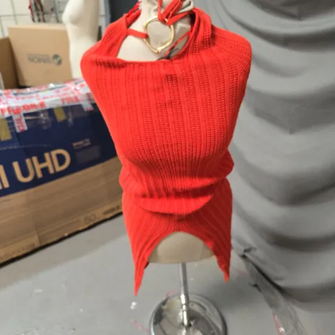 BERSHKA RED KNIT DRESS – WOMEN'S RIBBED KNIT, TAG ATTACHED-SIZE XS