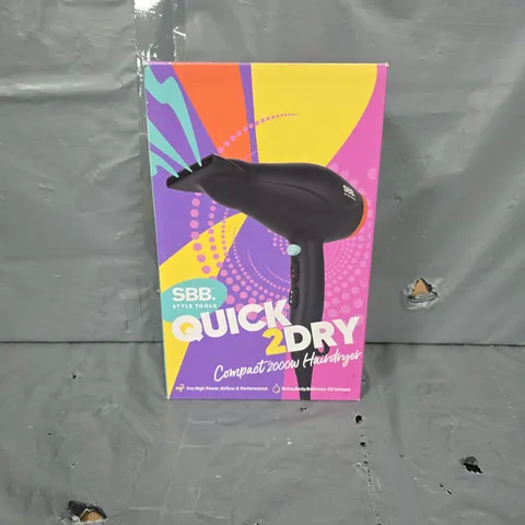 BOXED SBB STYLE TOOLS QUICK 2 DRY COMPACT 2000W HAIRDRYER