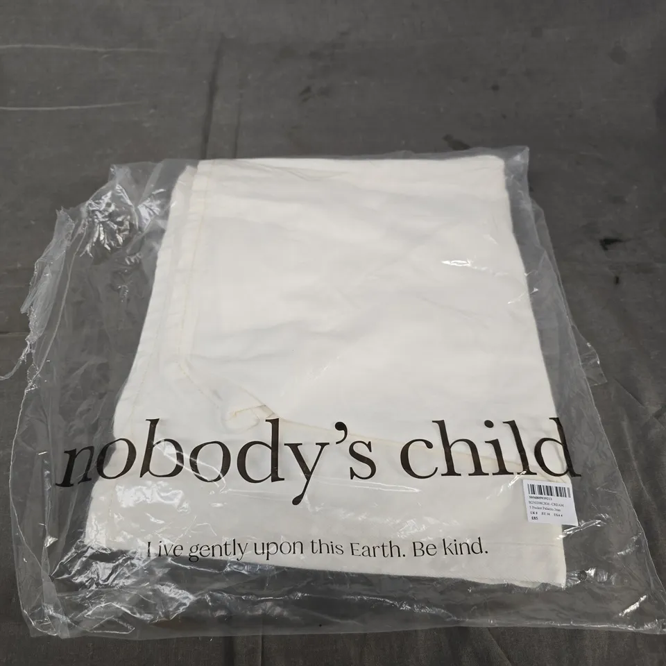 NOBODY'S CHILD CREAM PALAZZO JEANS – 5-POCKET, UK 8 (EU 36, USA 4)
