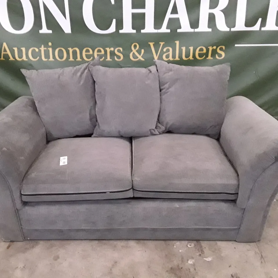 QUALITY DESIGNER 2 SEATER SOFA - GREY FABRIC