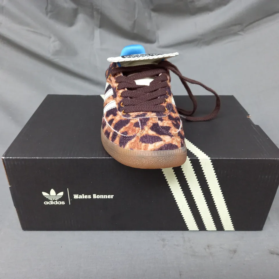 BOXED PAIR OF ADIDAS WALES BONNER SAMBA SHOES IN ANIMAL PRINT UK SIZE 6