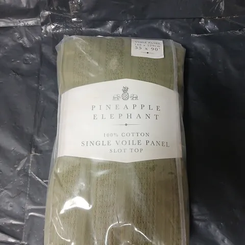 PINEAPPLE ELEPHANT SINGLE VOILE PANEL - SLOT TOP - SAGE GREEN - 55" X 90"