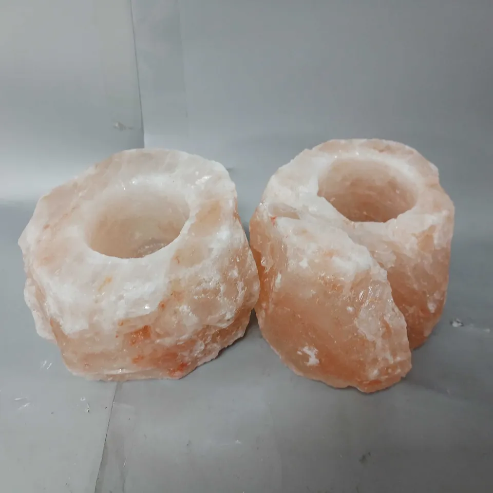SET OF 2 HIMALAYAN ROCK SALT TEA LIGHT HOLDERS RRP £20